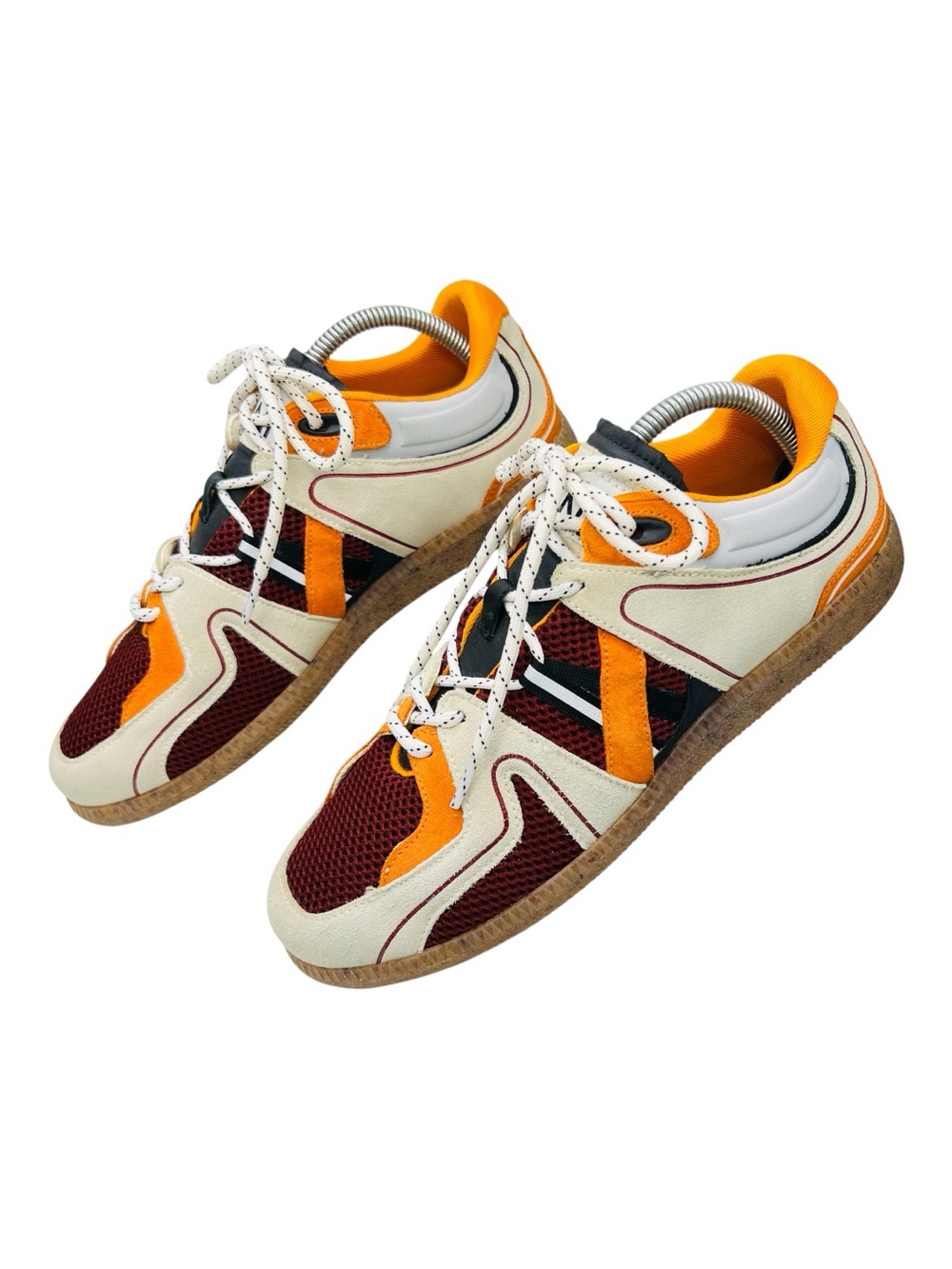 GANNI Women’s Sporty Mix Retro Sneakers Orange/Burgundy Color Block EU Size 40
